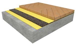 The cork and rubber combination ensures excellent cohesion between the polyurethane adhesive, the acoustic underlay and the timber floor.