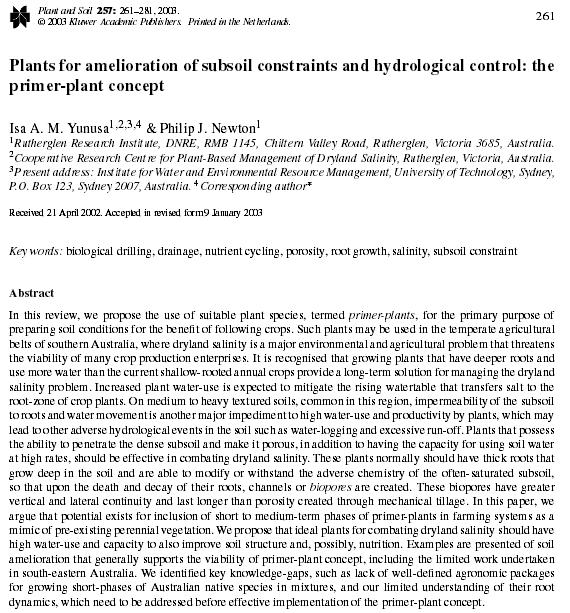 In this review, we propose the use of suitable plant species, termed primer-plants,