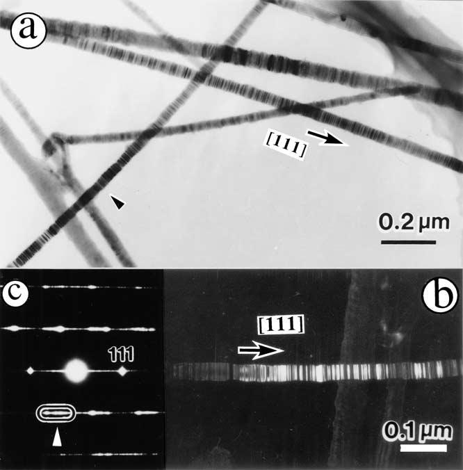 Figure 4 (a) Micrograph showing straight SiC nanorods.