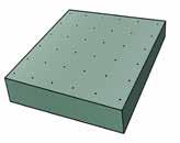 Perforation (P) Thickness 60 mm Standard board size: 1008 x 1224 mm Hole pattern: 32 x 32 mm 1008 x 2448 mm ** Hole diameter: 3 mm Maximum foam thickness: 140 mm Thickness 60 mm Hole pattern: 32 x