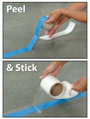 Remove the paper backing as you apply Floor-Mark to the surface. Use pressure for maximum adhesion. Install at temperatures of 50 F (10 C) or higher.