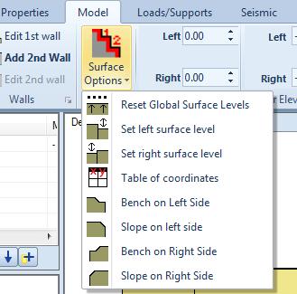 - Surface options: We can modify the surface options in order to create inclined soil surfaces in the General tab of DeepEX. By clicking on the button we can edit the surface options.