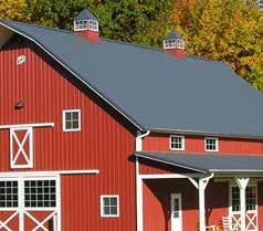GIRT SIDING PANEL FASTENERS PER FASTENER PATTERN POST BUTYL SEALANT TAPE TABLE OF CONTENTS Grandrib 3 in Brick Red on the walls and Charcoal Gray on the roof create a classic American look on this