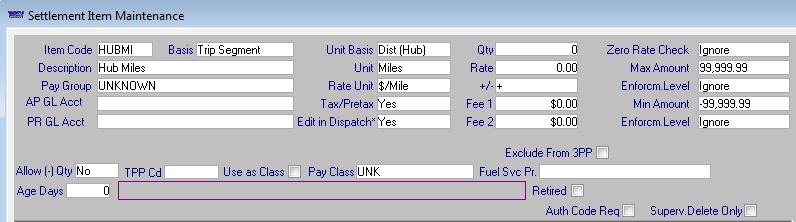 Mileage-based pay type For a pay type that is based on the total distance between all payable stops on a trip segment, make these entries: Unit Basis Unit Rate Unit Set to Distance. Set to Miles.