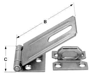 to 50 lbs A B NAM V130 4 ------------1 3 /4" ------1 3 /8" Closed Bar Holder HOLDERS HASPS Safety Hasp For security, screws are concealed when hasp is closed Includes rigid, non swivel staple Ribbed