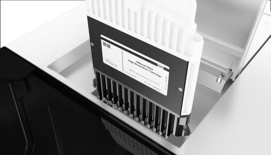 A B Installing the QIAxcel gel cartridge and smart key in the A QIAxcel and B QIAxcel Advanced instruments.