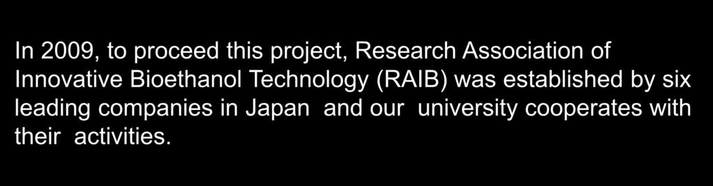NEDO Technology Development Organization Contract Research Association of Innovative Bioethanol Technology (RAIB) Head Quarter/ Common laboratory (at