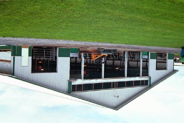 it is recommended that tunnel fans for large freestall barns be sized to operate Figure 2. Inlet for a Tunnel Ventilated Six Row Freestall Barn. against 0.