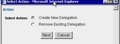 The Existing Delegations box will appear. Select the delegation you wish to cancel. 6.