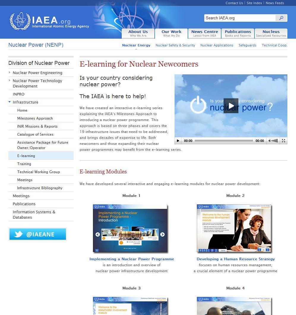 http://www.iaea.org/nuclearpower/infrastructur e/elearning/index.