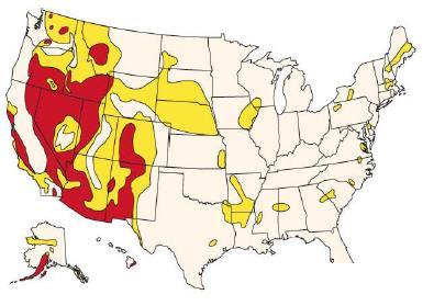 Figure 44: Conventional Geothermal Potential in the US While there are no geothermal power plants currently operating in the State of Washington, one company, Gradient Resources, is in the early