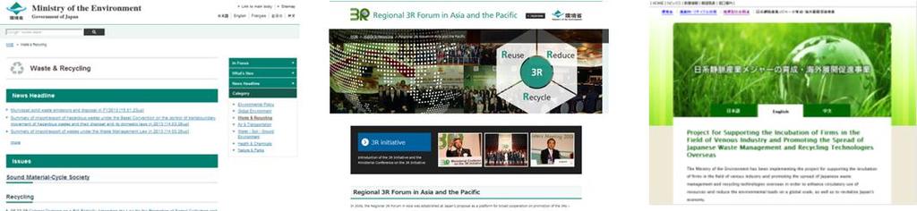 Waste & Recycling http://www.env.go.jp/en/recycle/index.html Regional 3R Forum in Asia and the Pacific http://www.env.go.jp/recycle/3r/en/index.