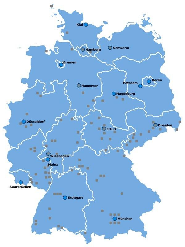 560 cities and towns, 100 companies - The Thüga group constitutes the largest alliance of municipal utilities in Germany Partners within the Thüga group Municipal utilities in our network Majority