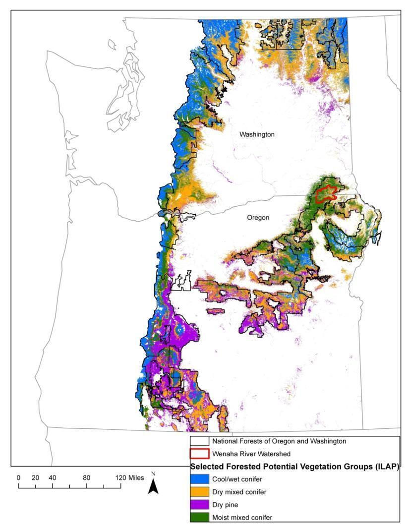 Major Potential Vegetation Groups PVT Group Includes Area in Ha (federal lands) Pine Dry
