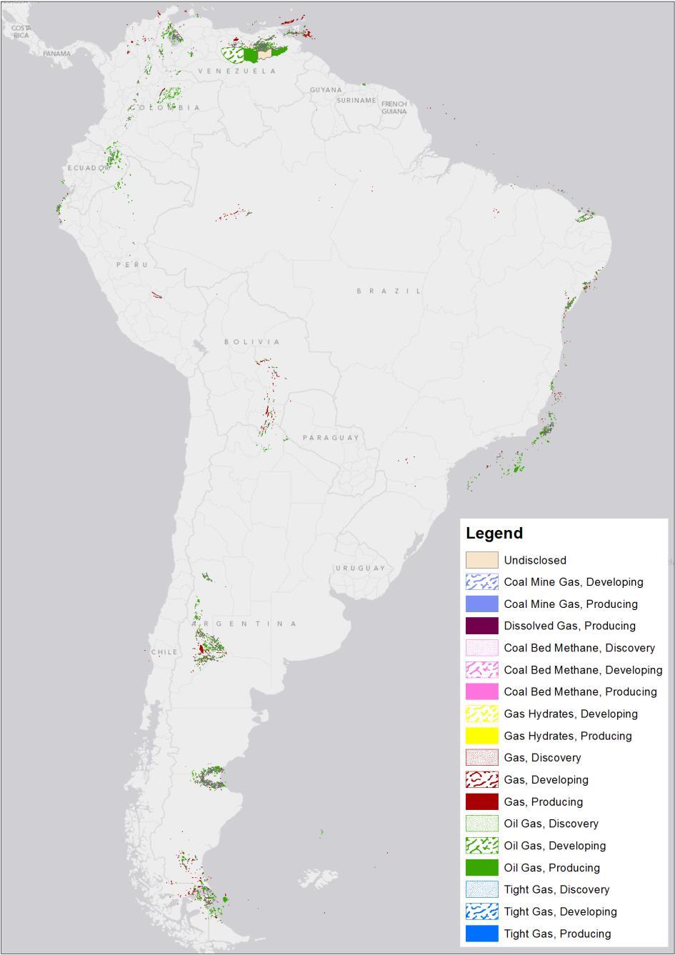 Oil and Gas fields Latin