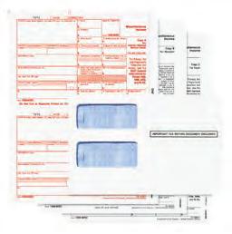 1 or 3 checks per page Variety of check positions available With or without signature line options Up to 13 color options Single or Duplicate Includes security features Tax Forms Save time and money