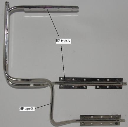 View of copper heat pipes - type A and type B is shown on figure.