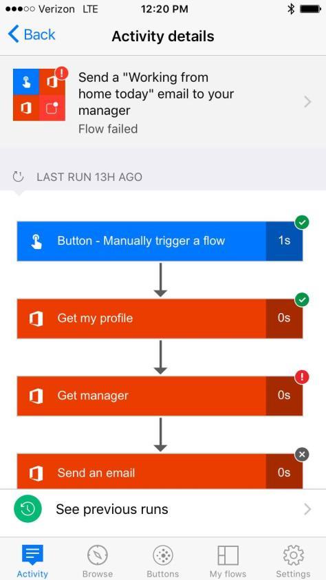 Mobile App- Activity Track which of your Flows are being triggered and whether they are succeeding or failing.
