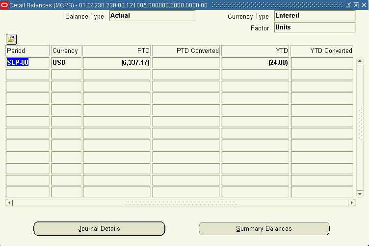account on the Detail Balances form. Detail Balances form 9.