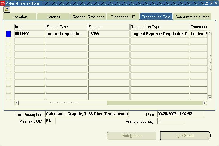 Requisition Number Material Transactions form Transaction Type tab Reconciling Payroll Transactions Payroll information in FMS is at the summary level.