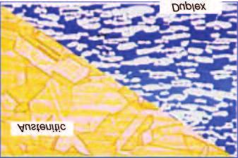Figure 2: Micrographs of both duplex and Austenitic alloys (2). Welding Variables Preheating & Interpass Temperature Preheating is not necessary for duplex and super duplex grades.