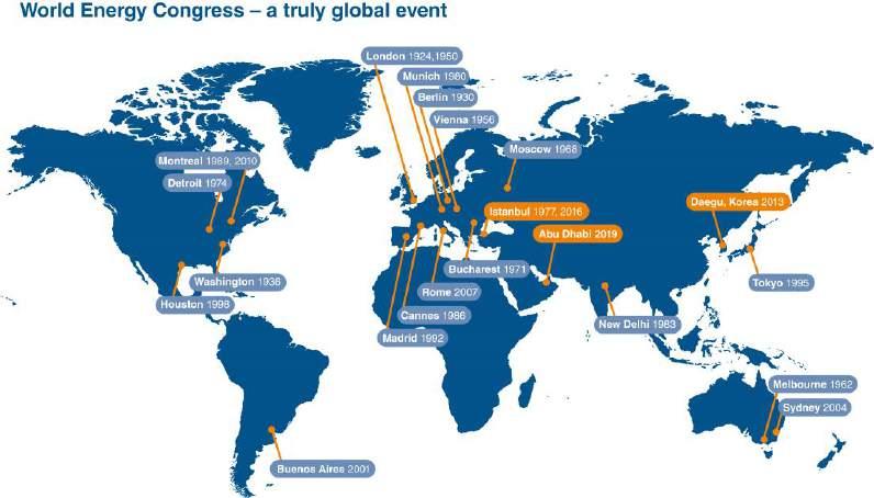 World Energy Congress - a truly global event 2016 World Energy Congress Istanbul 5,500 delegates from 151 countries 4 Heads of State and 56 government ministers from 48 countries 266 speakers from 78