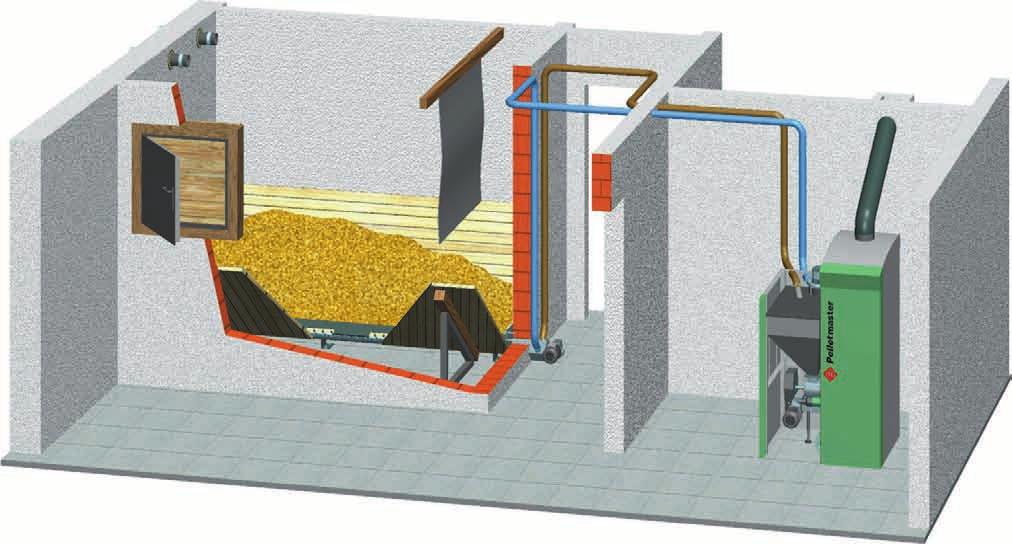 The pellet storage area The right storage capacity for pellets is easy to achieve.