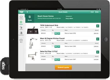 Sage Mobile Sales provides sales reps and managers with the ability to take an order, collect payment, and enter it directly into the ERP anytime and anywhere through an ipad.