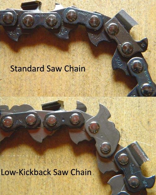 Basic chain types Standard chisel chain (yellow label) Low kickback (green