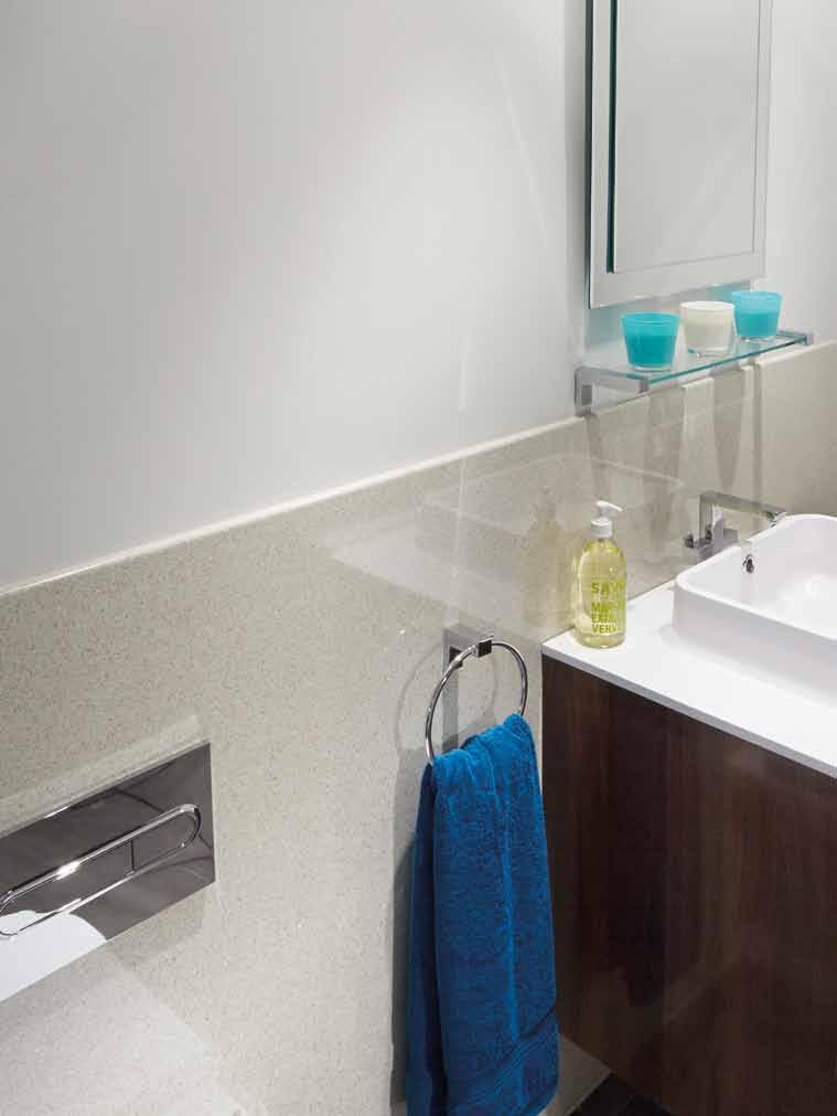 laminate halfheight walls A laminate panel can be turned horizontally and fixed to the wall for an easy, waterproof finish behind bathroom furniture, vanity units and WCs.
