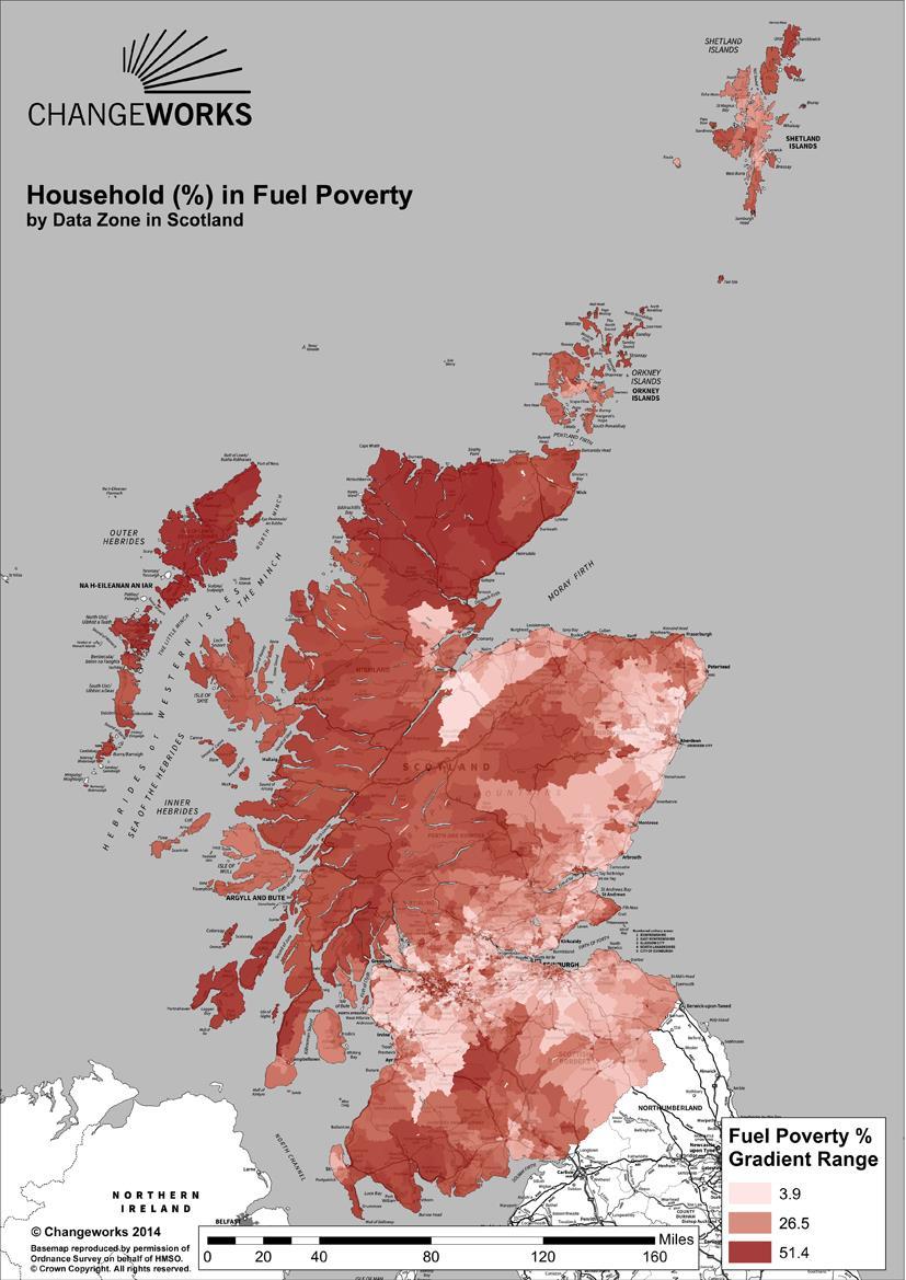 Figure 2: Proportion (%) of Households in Fuel Poverty by Location (Data zone) in