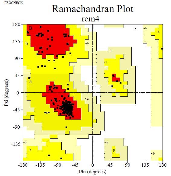 Ramachandran plot and (c)