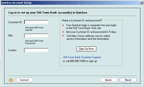 CREATING A NEW QUICKEN BANKING ACCOUNT 2008-2007 1. Choose Cash Flow menu Cash Flow Accounts Add Account. 2. In the This account is held at the following institution: field, enter Salem Five, and click Next.