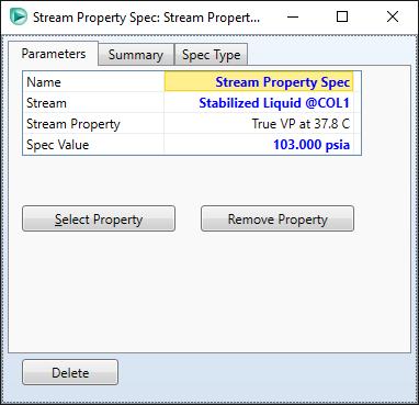 Now let s go back to the Design tab & Specs selection. Highlight the Stream Property Spec & you can see that the calculated TVP is actually 67.