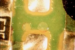 Example of component loss which is related to the adhesive s compatibility between the adhesive and the solder resist.