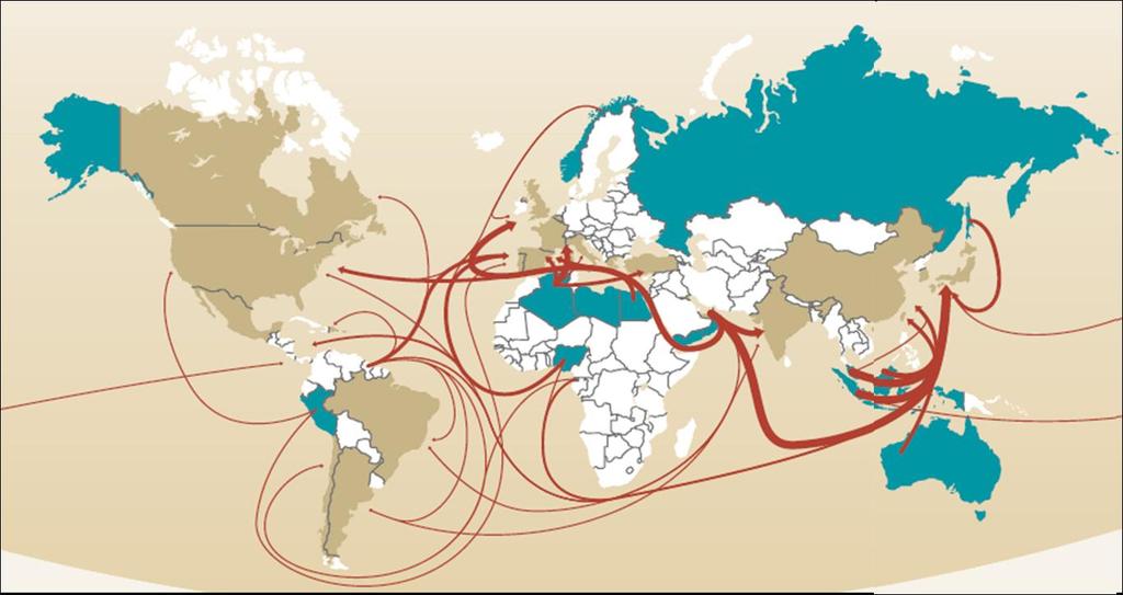 LNG maritime routes and trade IMPORTING COUNTRIES EXPORTING COUNTRIES