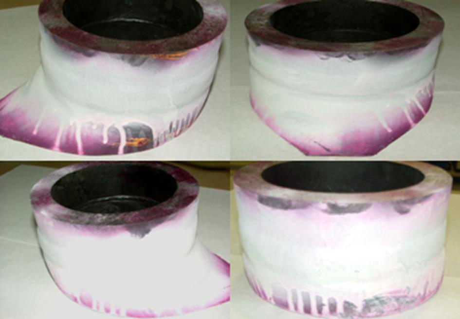 Fig. 1. Reactor tube after dye penetrant test. Fig. 2. Propagation of branched crack in different weld direction.