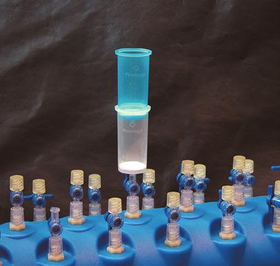4. Standard DNA Purification Protocol (continued) 7. Assemble a column stack by nesting a PureYield Clearing Column (blue) into the top of a PureYield Binding Column (white).