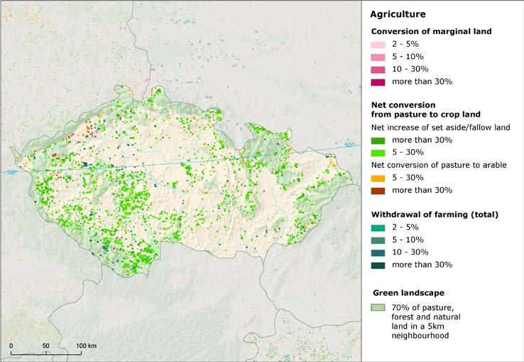 Agriculture () Extensification of agriculture As mentioned above, internal development of agricultural land is the main driver of land cover change in the Czech Republic.