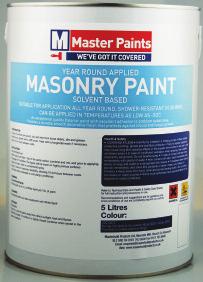 Refer to Technical Colours: White, Magnolia, Ivory, Cream, Sandstone, Lakeland Green ALL YEAR ROUND APPLIED MASONRY PAINT SUITABLE FOR APPLICATION ALL YEAR ROUND. SHOWER-RESISTANT IN 30 MINS.