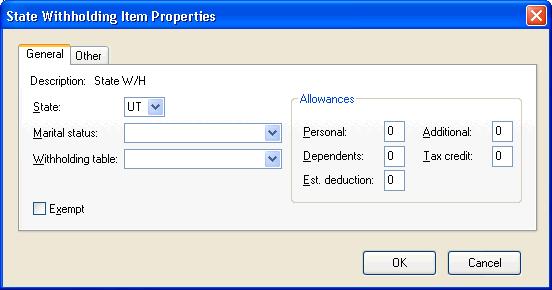 Setting Up a New Client dialog or the File / Client Properties dialog.) Click OK to return to the Employee Templates dialog. That completes the entry of the tax withholding items for this template.