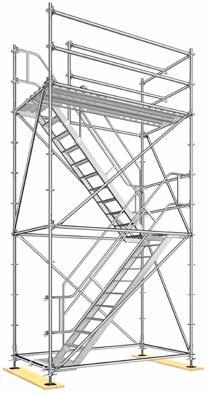 Landing-type stairway tower, free-standing Check surface for sufficient load-bearing capacity and lay suitable sole plates. 1.