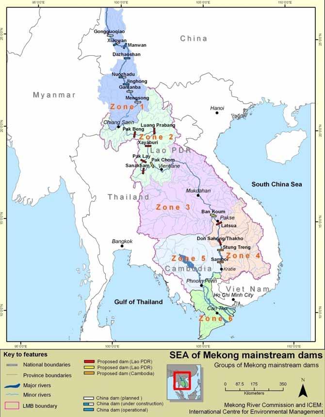Figure S3: The LMB mainstream reservoirs: 55% of the Mekong River (Chiang Saen to Kratie) will be converted into reservoirs The mainstream projects would have a significant local impact on