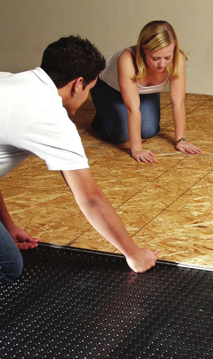 _ INSTALLATION In homes, laminate flooring and its underpad can by placed directly over Platon as a floating floor.