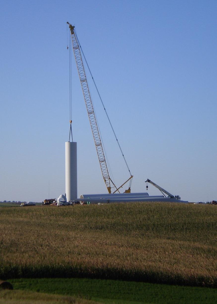 Construction Construction takes about a year It takes ~2500 person-hours to construct each turbine or approx 1.