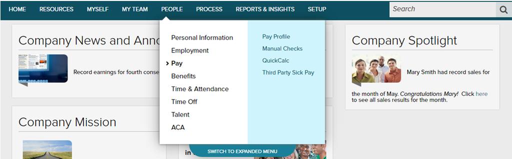 Explore: Accessing Employee Information from the People Menu Overview You use the People menu to view or change information for an individual employee.