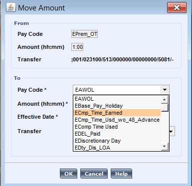 4. Click ECmp_Time_Earned. 5. Enter the amount of overtime hours the employee worked. Note: Oracle will calculate the time and one-half conversion automatically. 6.