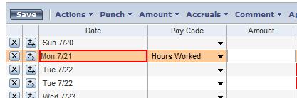 3. Click in the Amount cell. 4. Enter the amount of hours the employee worked. 5.