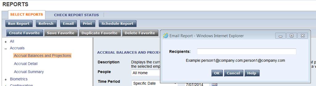 TIP To email a report, click E-mail.