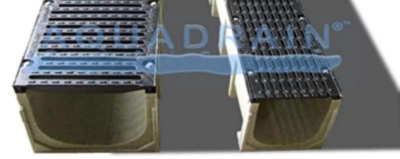 4 Transverse Style Longitudinal Heelguard Aquadrain drainage channels, complete with cast grates and edge rails, are